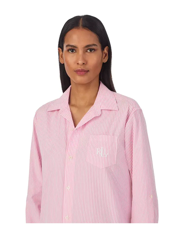 Женская рубашка с длинными рукавами и складным язычком Lauren Ralph Lauren — изображение 4 из 4, розовый