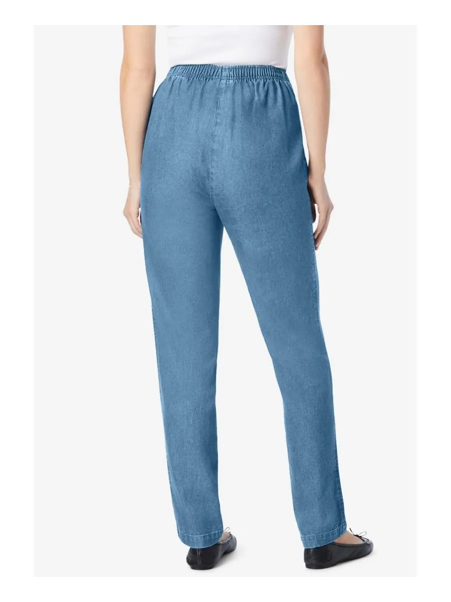 Женские джинсы Within Tall Straight-Leg из хлопка, прямого кроя, надеваются через голову — изображение 3 из 3, бежевый