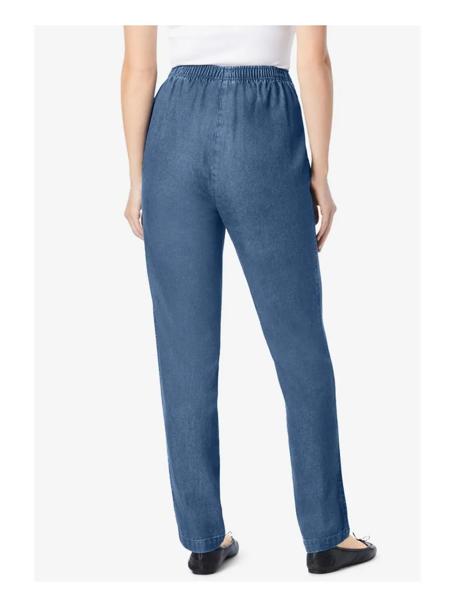 Женские джинсы Within Tall Straight-Leg из хлопка, прямого кроя, надеваются через голову — изображение 3 из 3, синий
