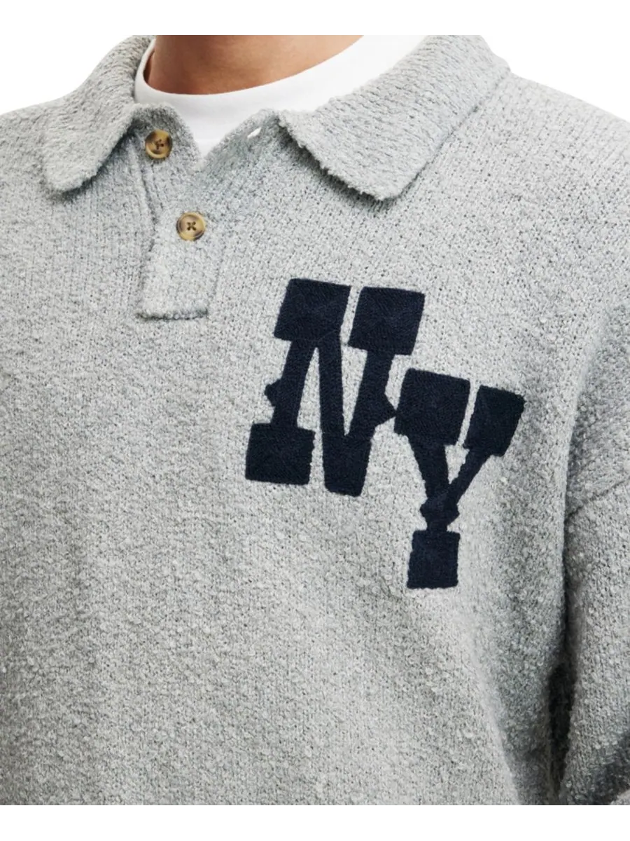 Мужская свободная регбийная рубашка COTTON ON — изображение 7 из 8, синий