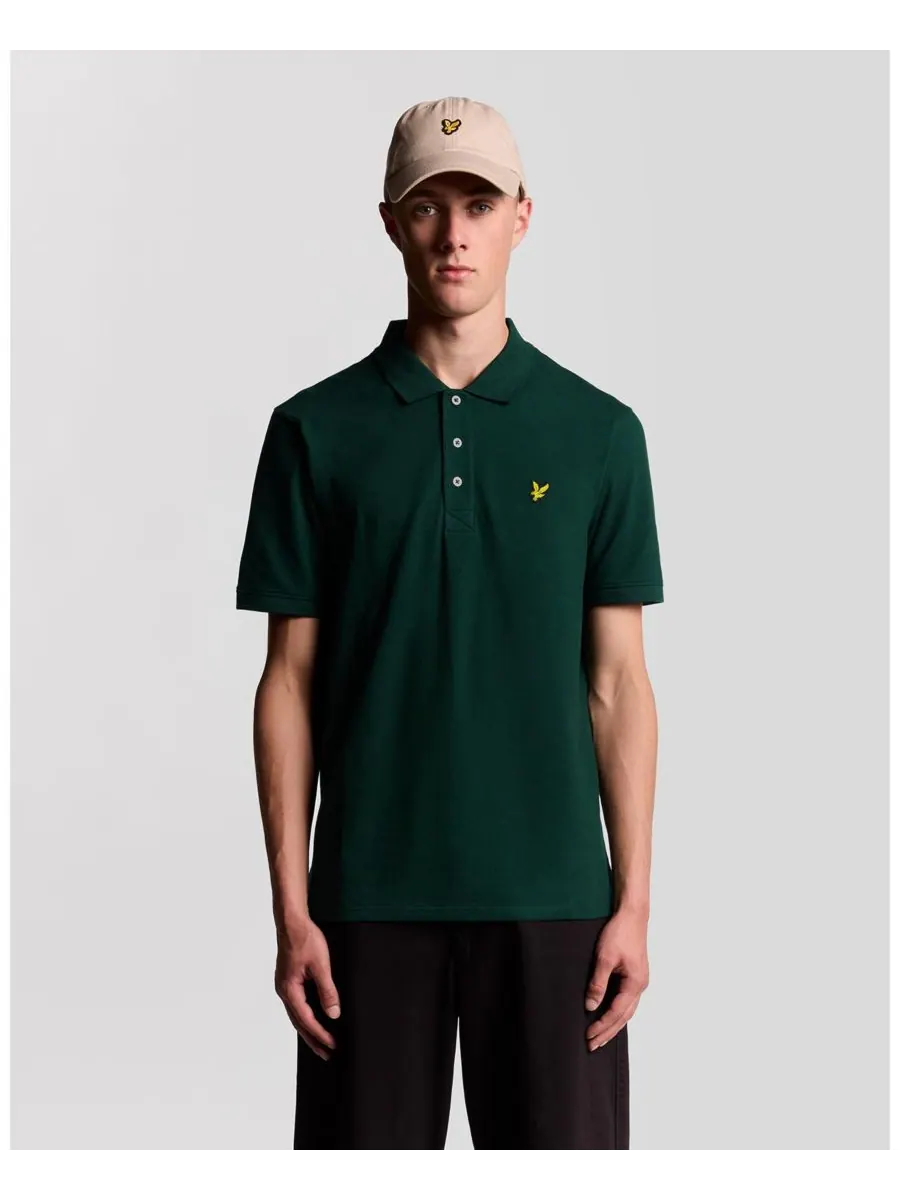 Мужская однотонная рубашка поло Lyle & Scott — изображение 1 из 6, темный зеленый
