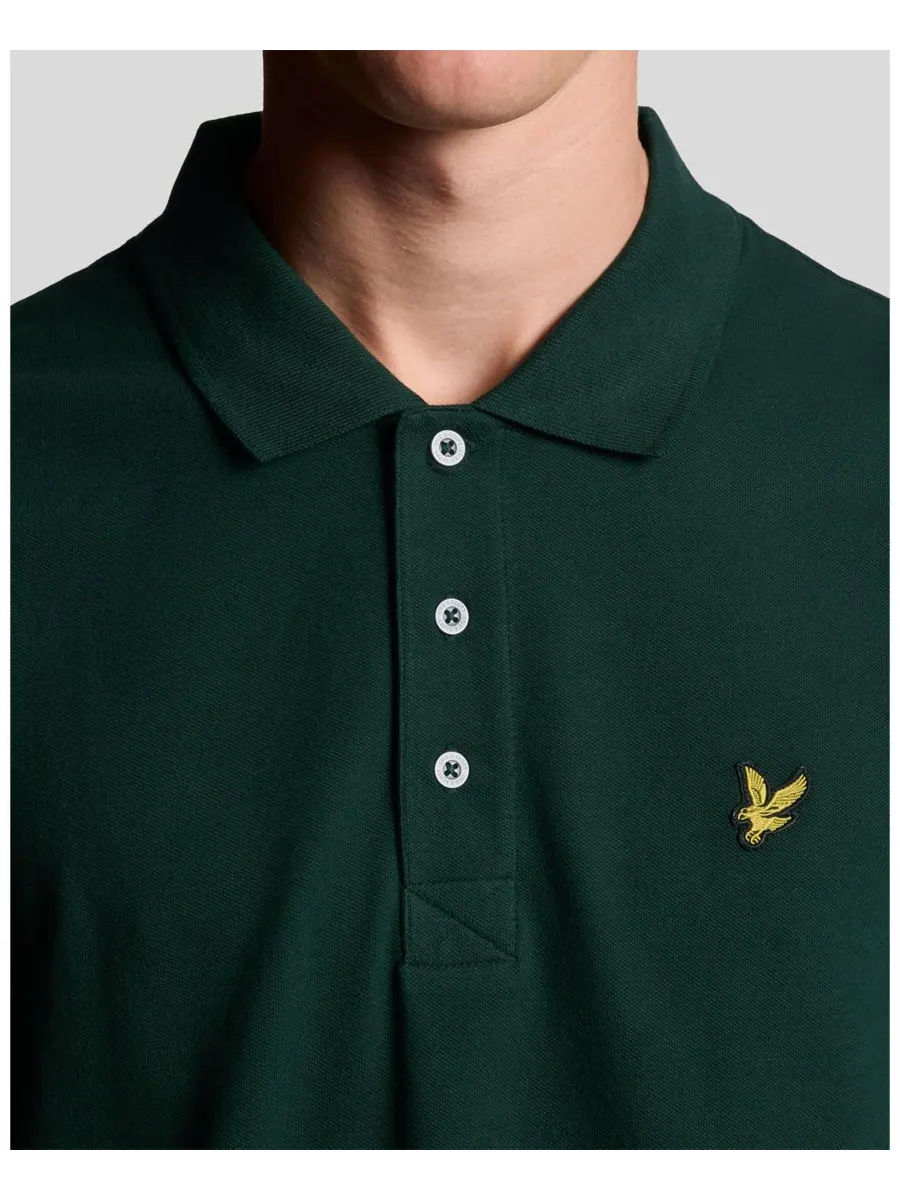 Мужская однотонная рубашка поло Lyle & Scott — изображение 5 из 6, темный зеленый