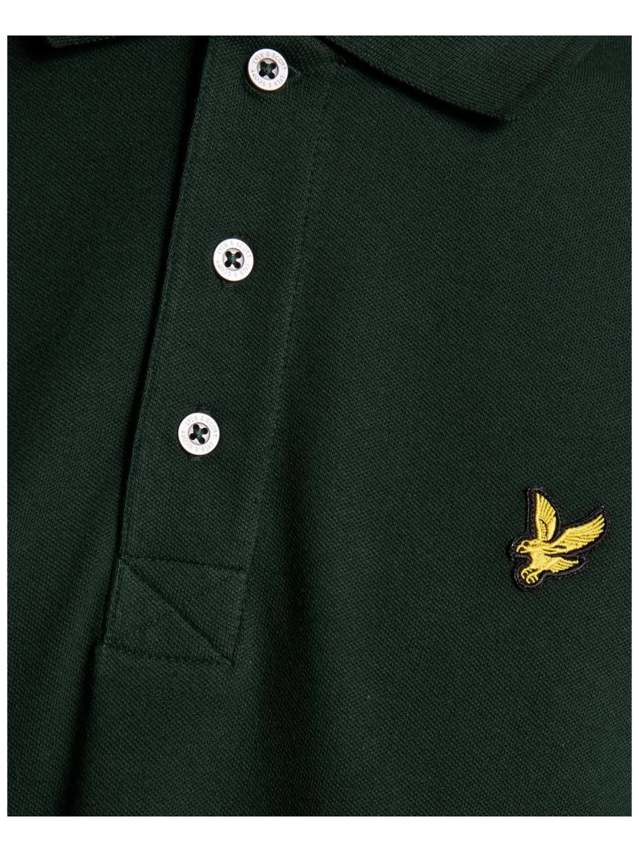 Мужская однотонная рубашка поло Lyle & Scott — изображение 6 из 6, темный зеленый