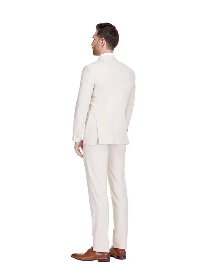 Мужской 2-х предметный эластичный костюм Slim-Fit Gino Vitale — изображение 2 из 4, светлый бежевый