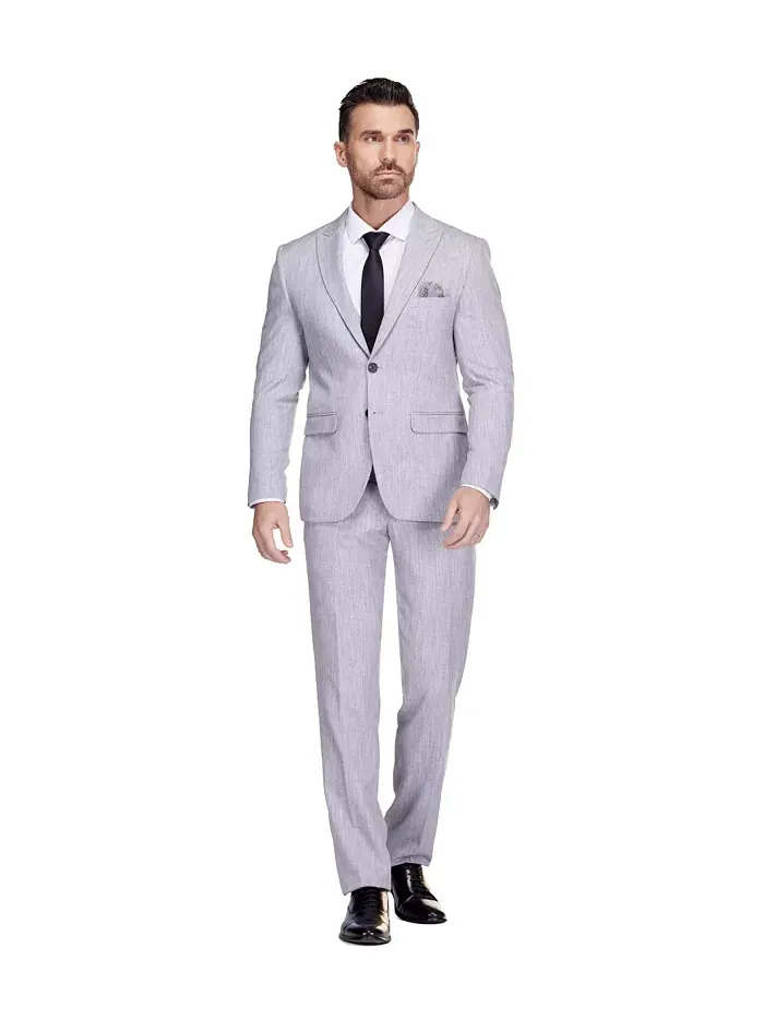 Мужской 2-х предметный эластичный костюм Slim-Fit Gino Vitale — изображение 1 из 4, светлый серый