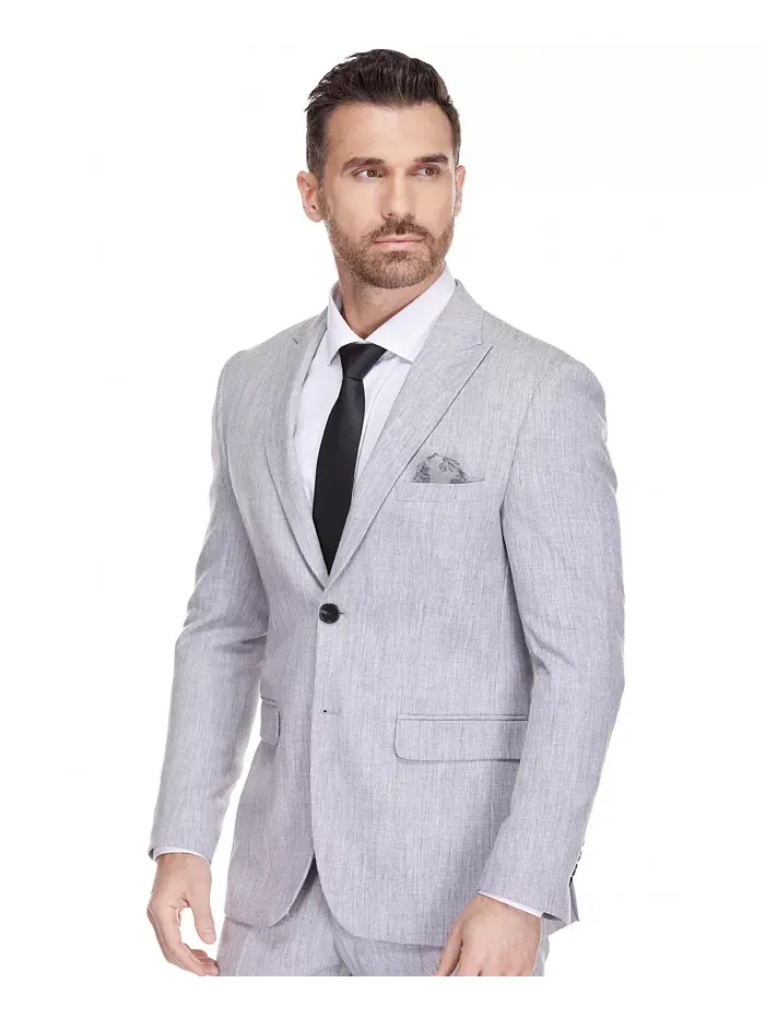 Мужской 2-х предметный эластичный костюм Slim-Fit Gino Vitale — изображение 3 из 4, светлый серый