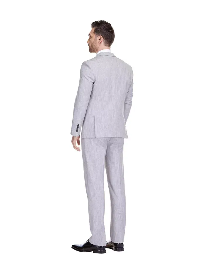 Мужской 2-х предметный эластичный костюм Slim-Fit Gino Vitale — изображение 4 из 4, светлый серый