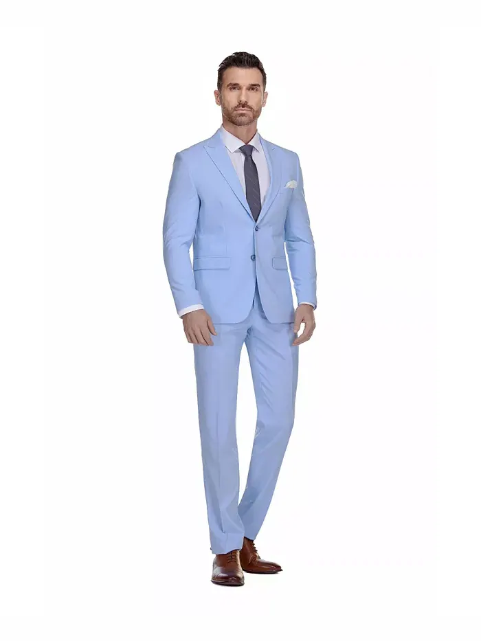 Мужской 2-х предметный эластичный костюм Slim-Fit Gino Vitale — синий