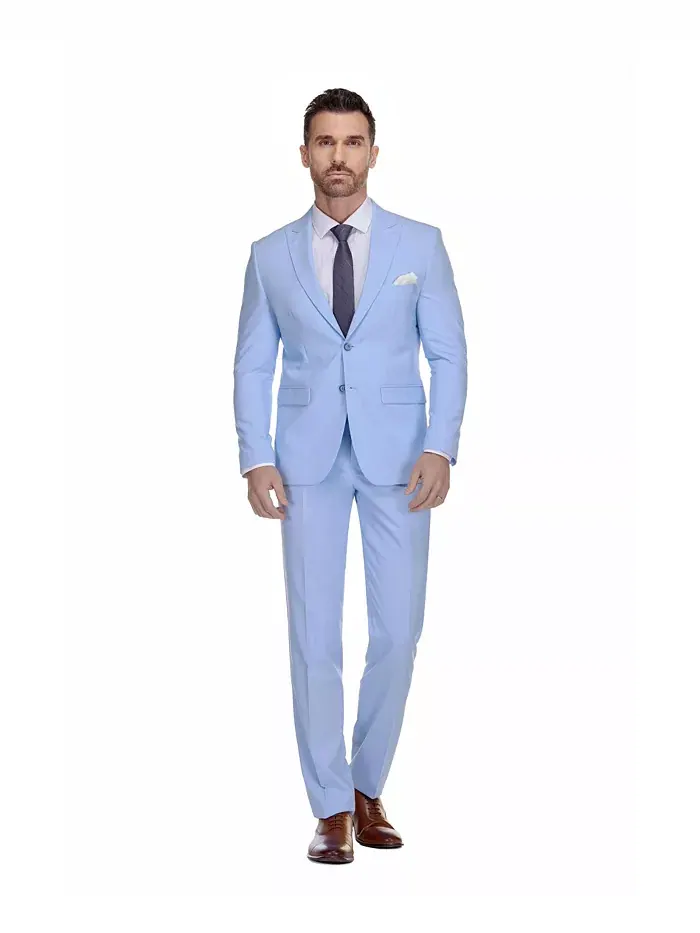 Мужской 2-х предметный эластичный костюм Slim-Fit Gino Vitale — изображение 3 из 3, синий