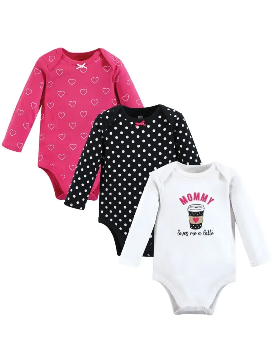 Hudson Baby Хлопковые боди с длинными рукавами, комплект из 3 штук — коричневый