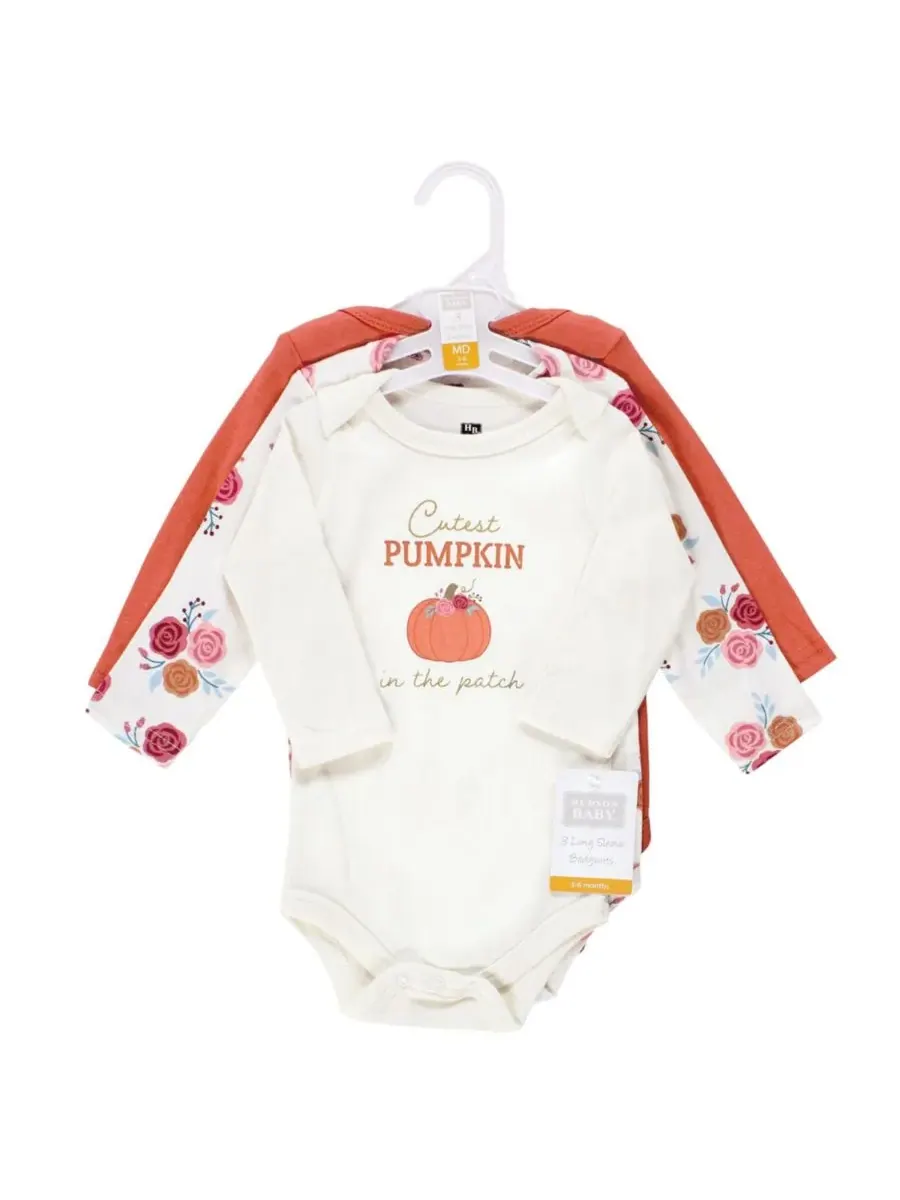Hudson Baby Хлопковые боди с длинными рукавами, комплект из 3 штук — изображение 2 из 3, коричневый
