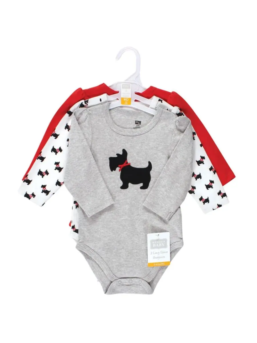 Hudson Baby Хлопковые боди с длинными рукавами, комплект из 3 штук — изображение 3 из 3, коричневый