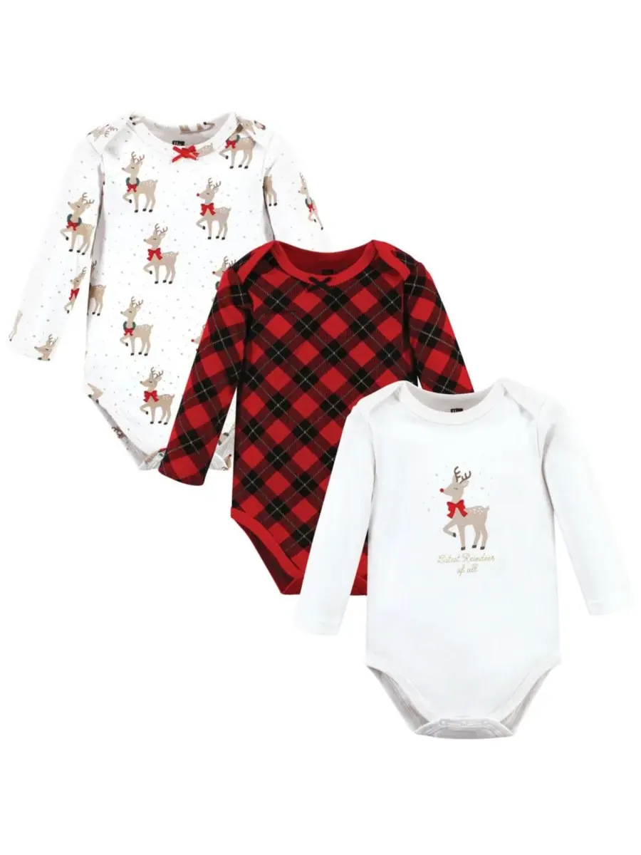 Hudson Baby Хлопковые боди с длинными рукавами, комплект из 3 штук — изображение 1 из 5, коричневый
