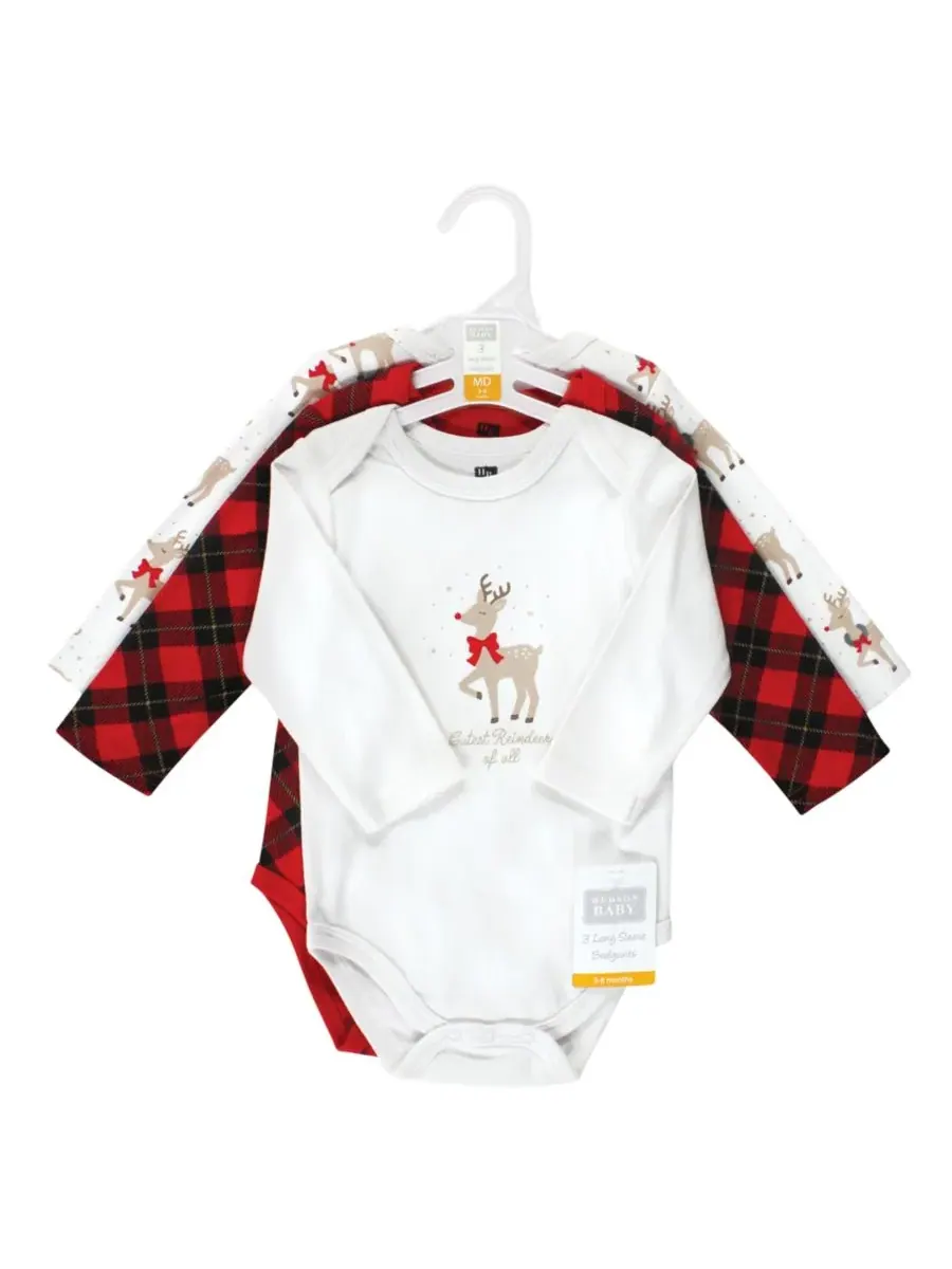 Hudson Baby Хлопковые боди с длинными рукавами, комплект из 3 штук — изображение 2 из 5, коричневый