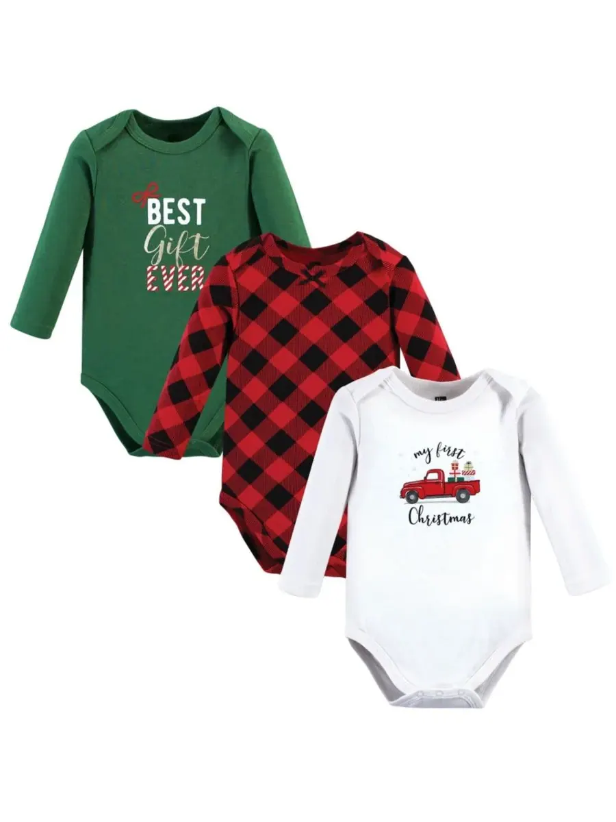 Hudson Baby Хлопковые боди с длинными рукавами, комплект из 3 штук — изображение 1 из 5, коричневый