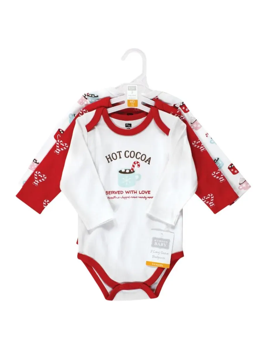 Hudson Baby Хлопковые боди с длинными рукавами, комплект из 3 штук — изображение 2 из 5, коричневый