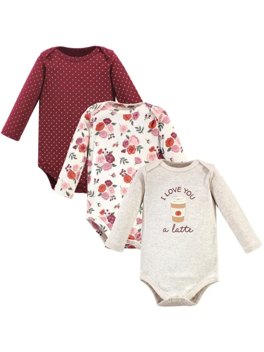 Hudson Baby Хлопковые боди с длинными рукавами, комплект из 3 штук — изображение 1 из 2, оранжевый