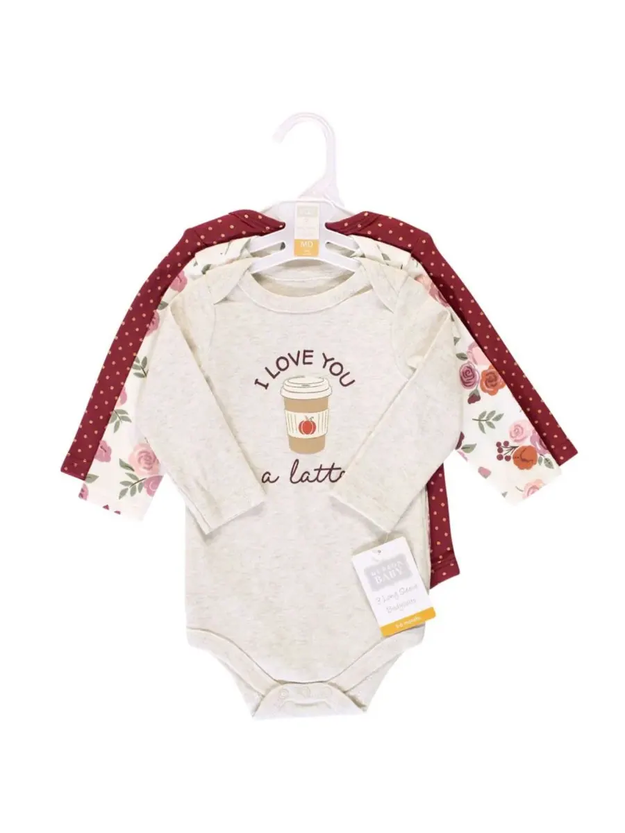 Hudson Baby Хлопковые боди с длинными рукавами, комплект из 3 штук — изображение 2 из 2, оранжевый