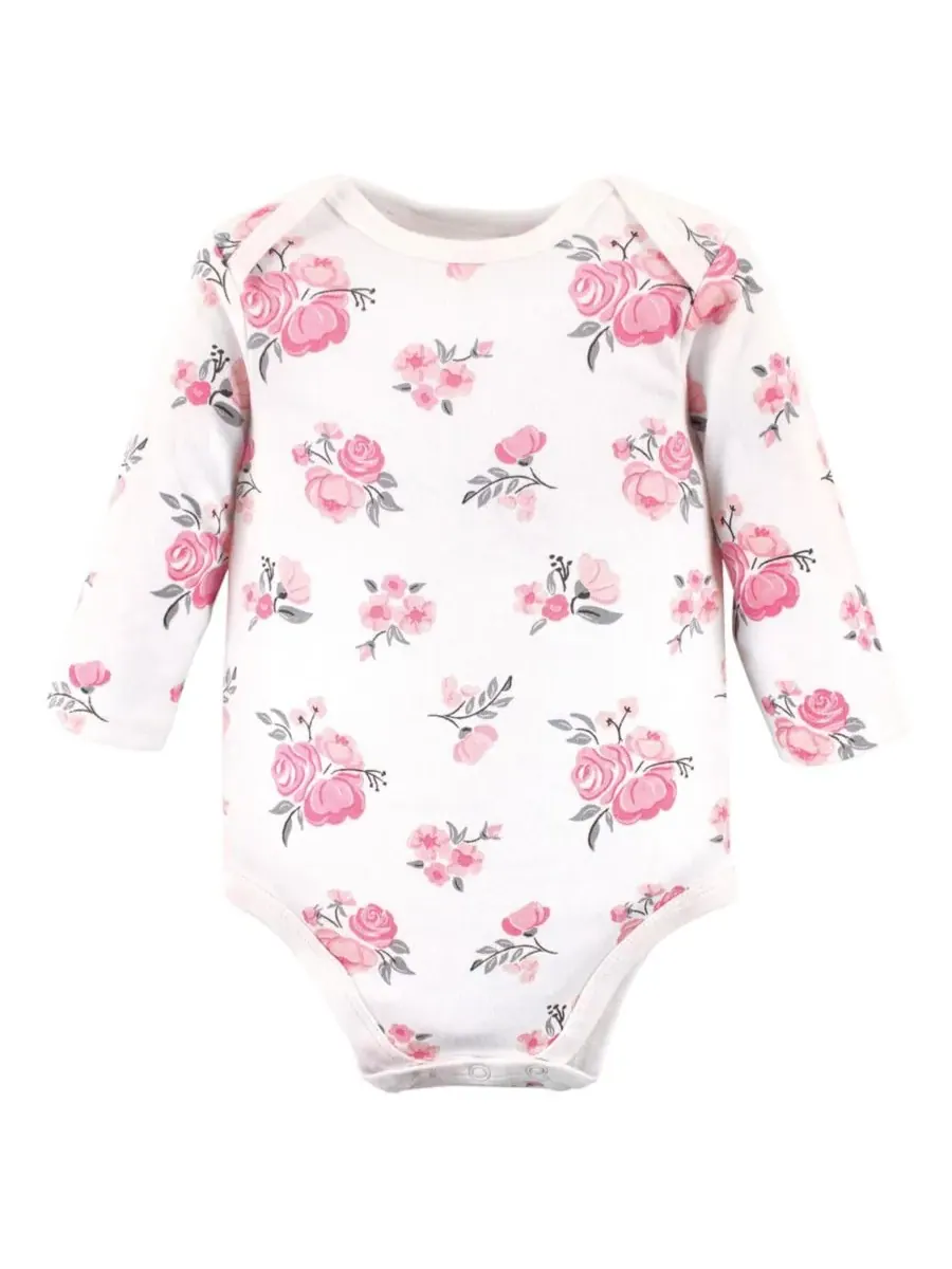Hudson Baby Хлопковые боди с длинными рукавами, комплект из 3 штук — изображение 2 из 3, розовый