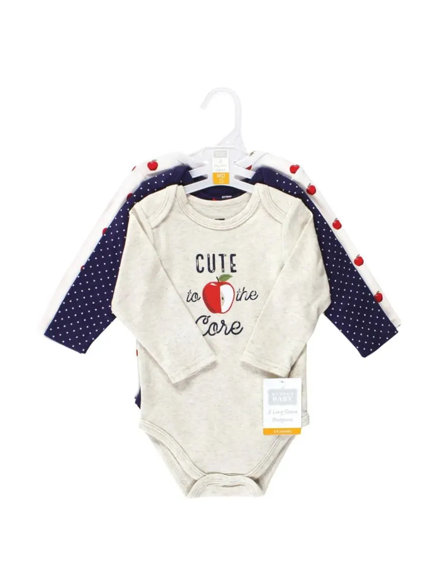 Hudson Baby Хлопковые боди с длинными рукавами, комплект из 3 штук — изображение 2 из 3, яблочный