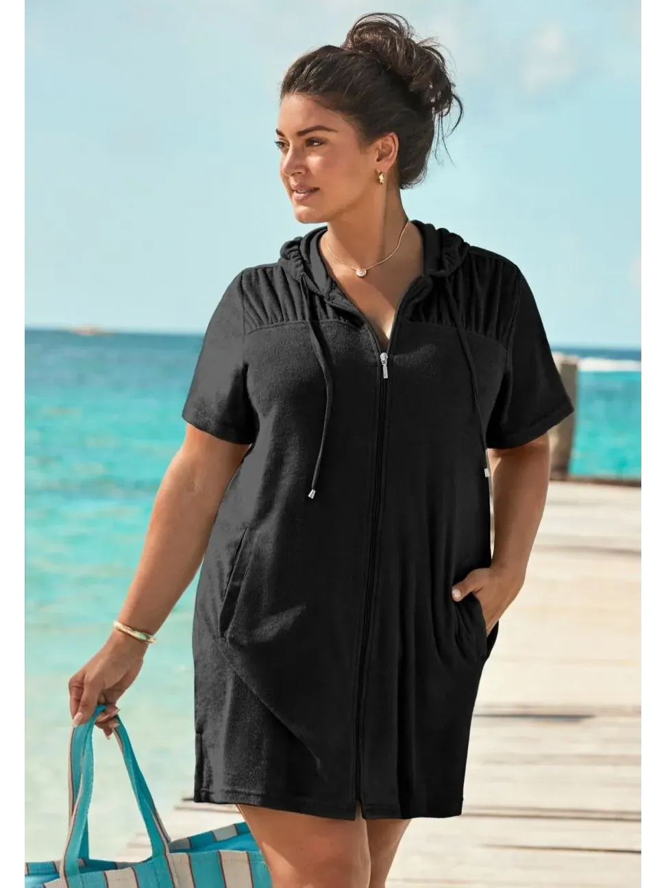 Женская толстовка-накидка Alana Terry Swimsuits for All — изображение 3 из 3, черный