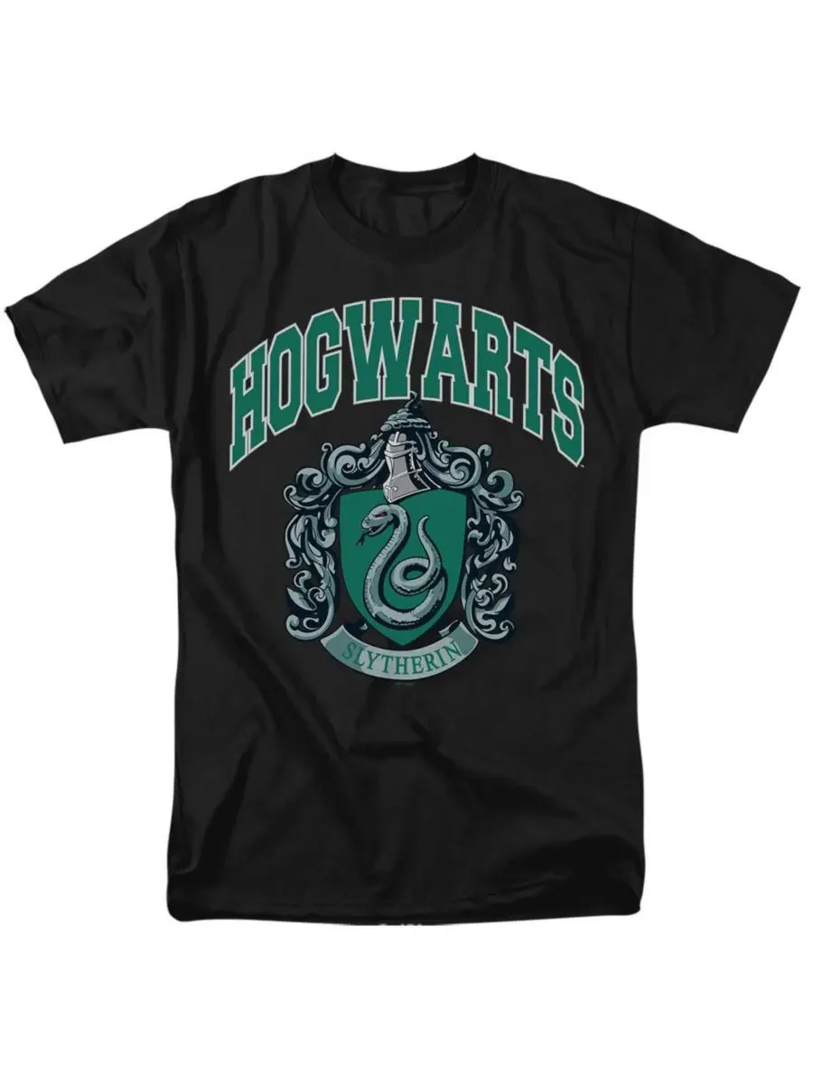 Мужская футболка Хогвартс Слизерин Harry Potter — черный