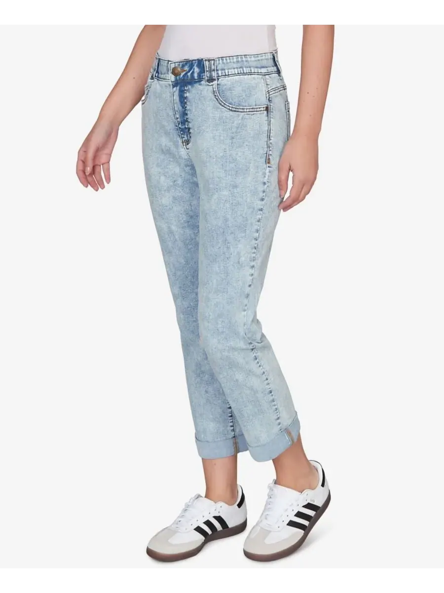 Джинсы-бойфренды Petite Comfort Waist Stretch Denim Ruby Rd., светлый-chambray — изображение 2 из 5, светло-голубой
