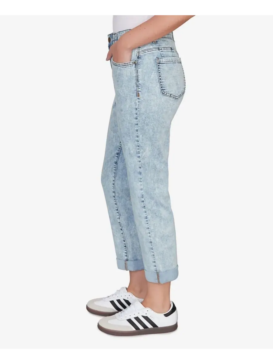 Джинсы-бойфренды Petite Comfort Waist Stretch Denim Ruby Rd., светлый-chambray — изображение 3 из 5, светло-голубой