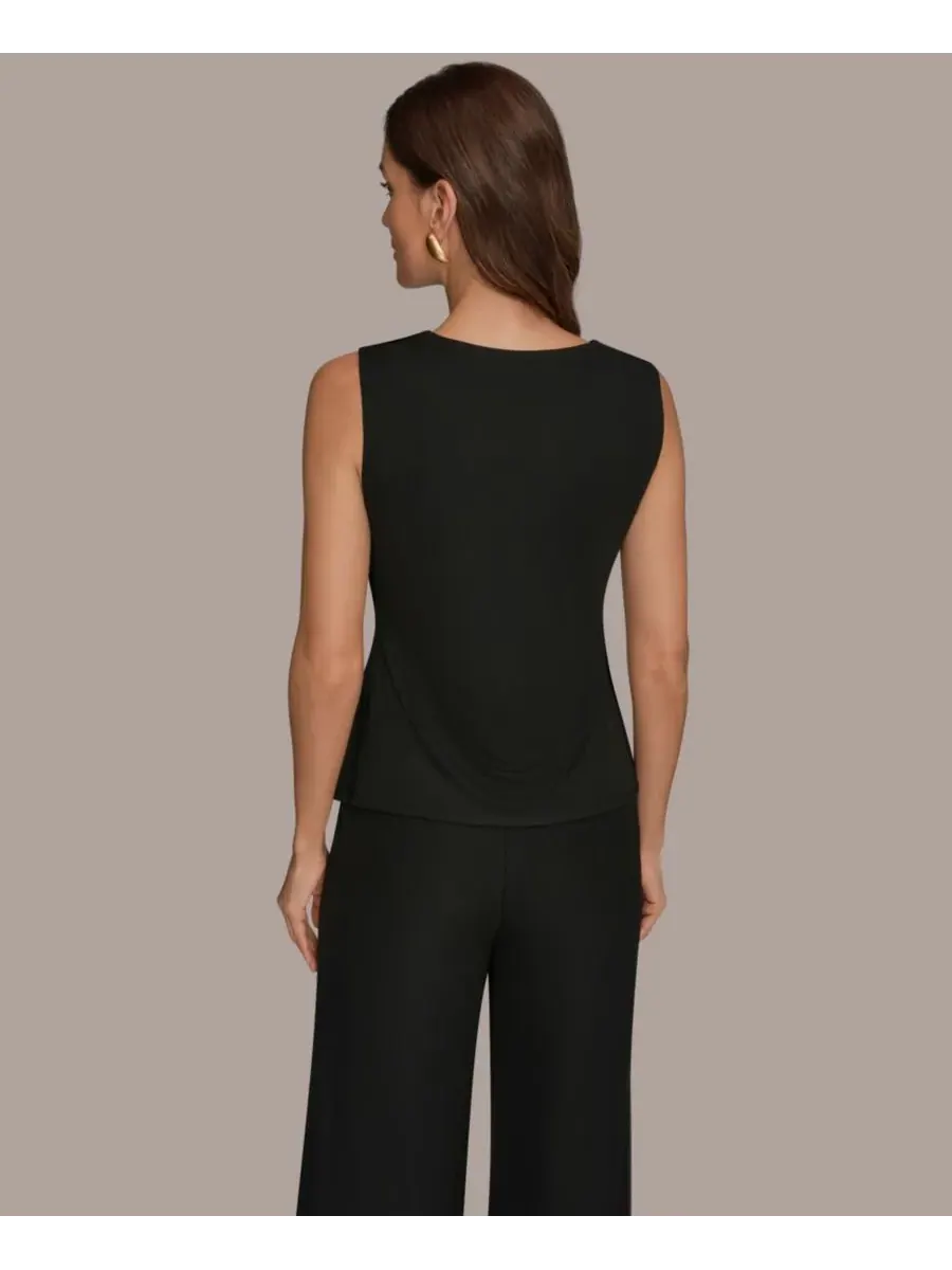 Женская блузка без рукавов с V-образным вырезом Donna Karan New York — изображение 2 из 5, черный