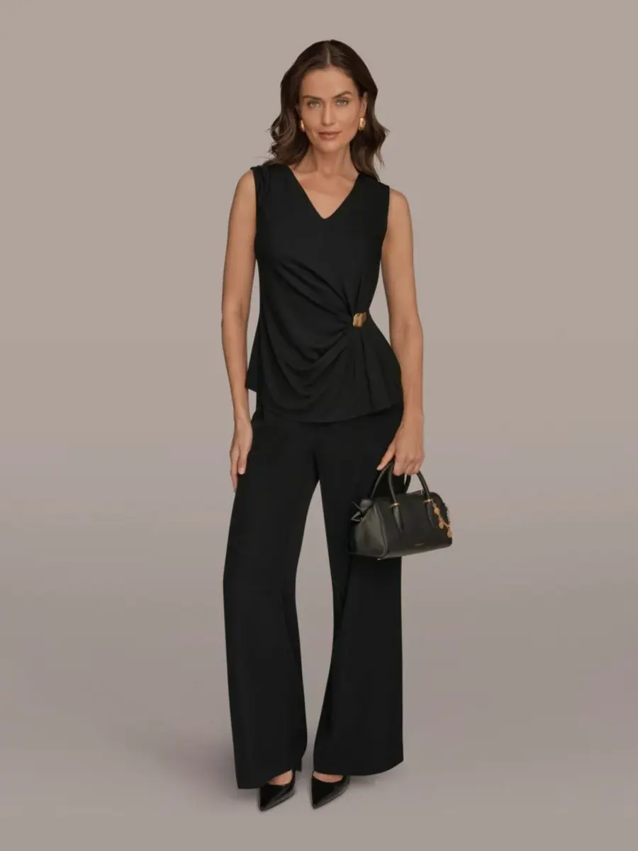 Женская блузка без рукавов с V-образным вырезом Donna Karan New York — изображение 5 из 5, черный