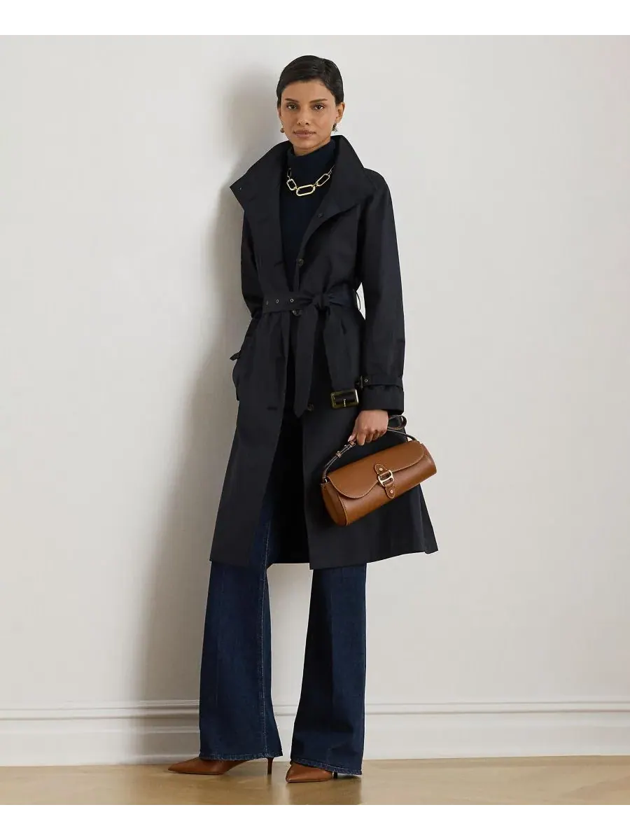 Женский однобортный тренч с поясом Lauren Ralph Lauren — изображение 2 из 5, темный темно-синий