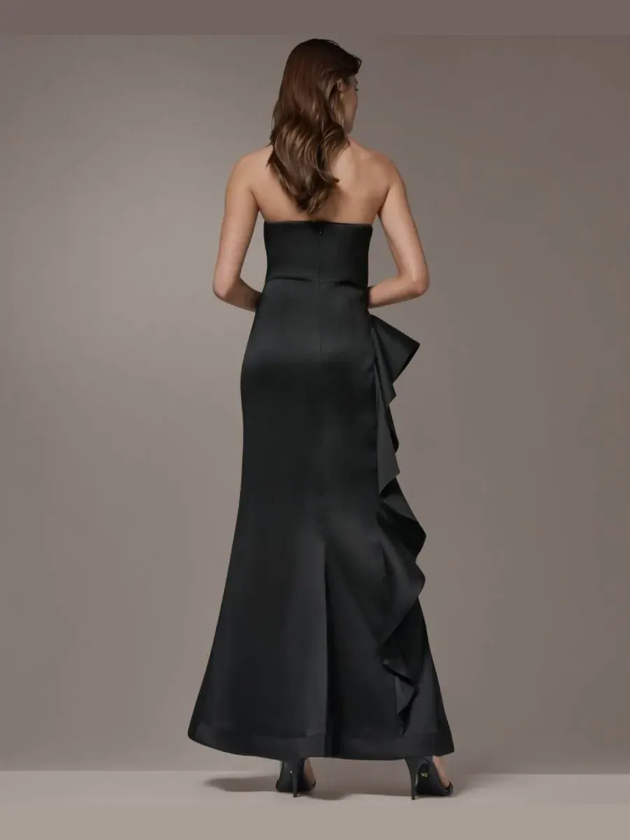 Женское платье без бретелей с боковыми оборками Donna Karan New York — изображение 6 из 6, черный