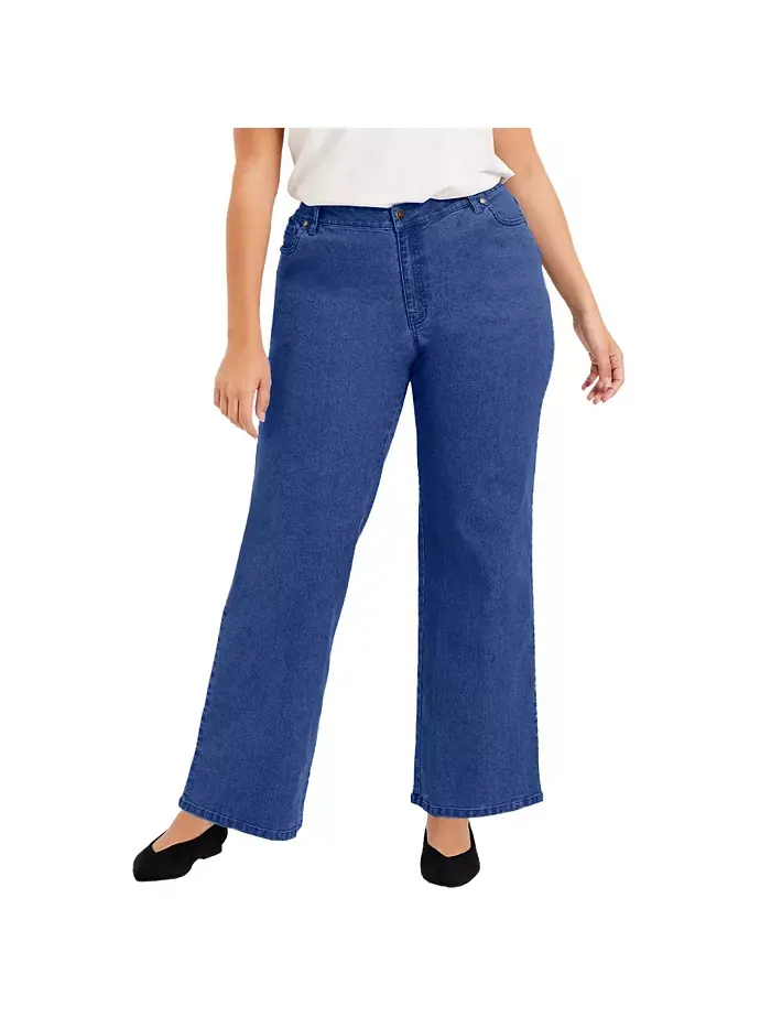 Женские джинсы June + Vie Curvie Fit Wide-Leg — синий