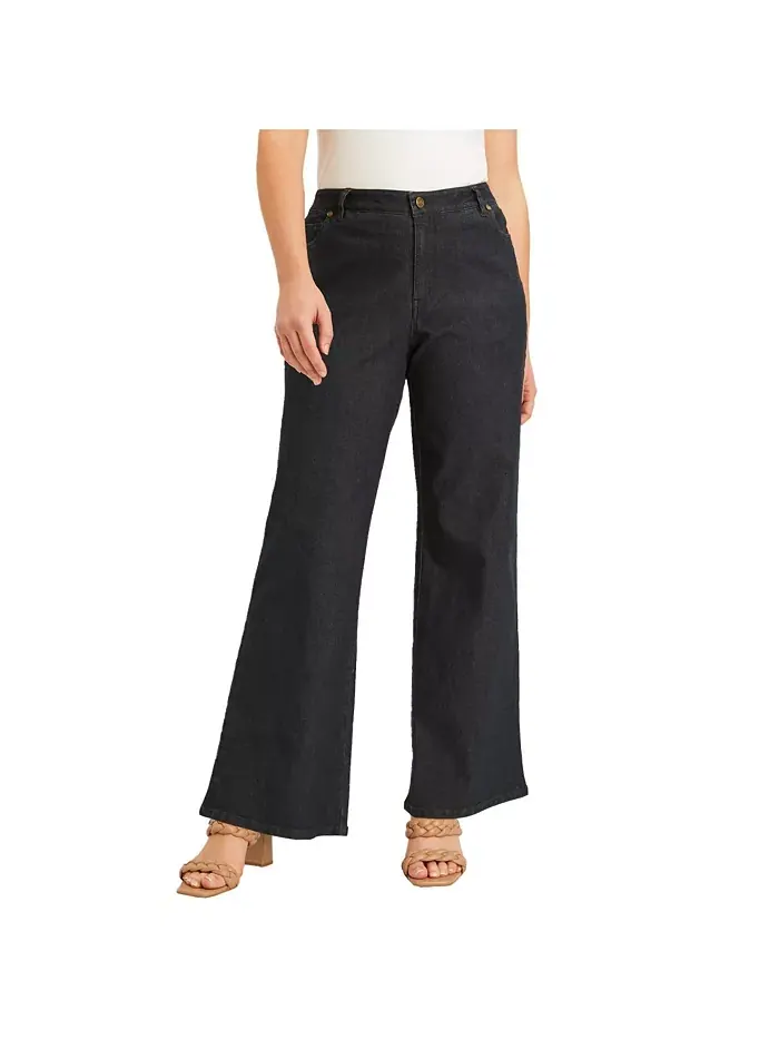 Женские джинсы June + Vie Curvie Fit Wide-Leg — изображение 1 из 2, синий