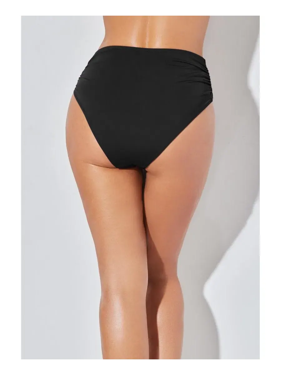 Женские плавки с высокой талией и боковыми сборками Swimsuits for All — изображение 2 из 2, черный