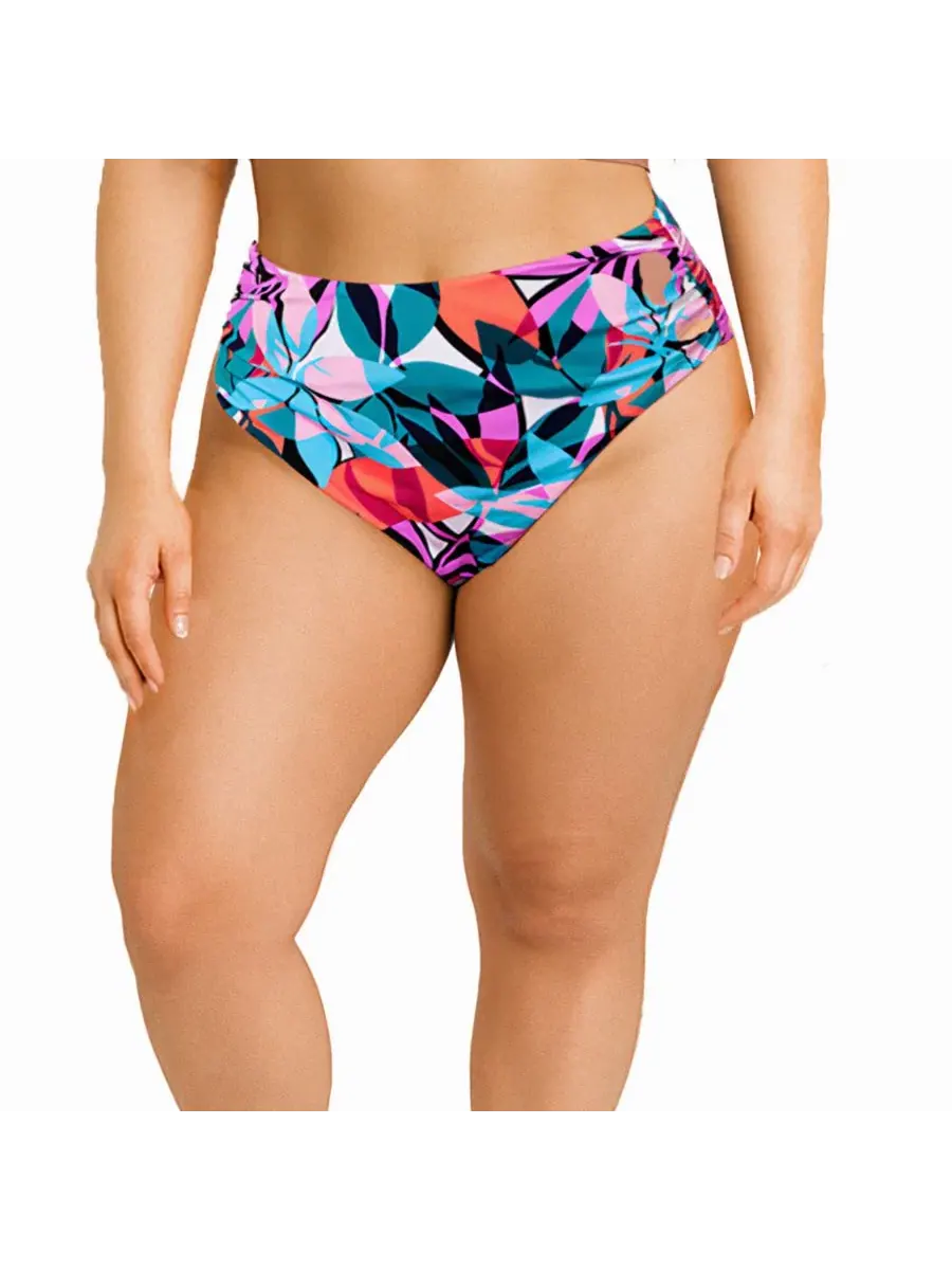 Женские плавки с высокой талией и боковыми сборками Swimsuits for All, Rio Tropical — изображение 1 из 3