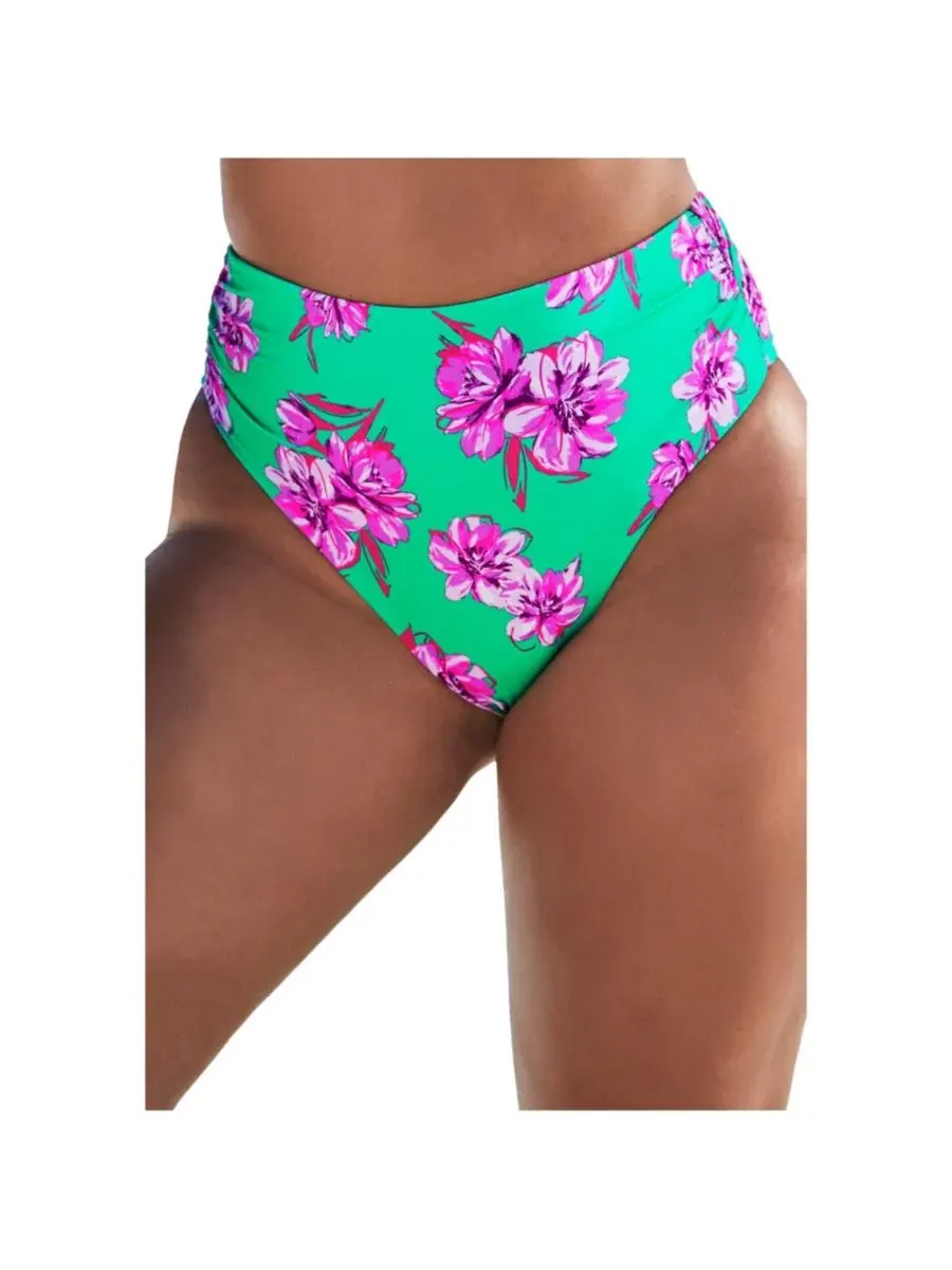Женские плавки с высокой талией и боковыми сборками Swimsuits for All, Bali Floral — изображение 1 из 3