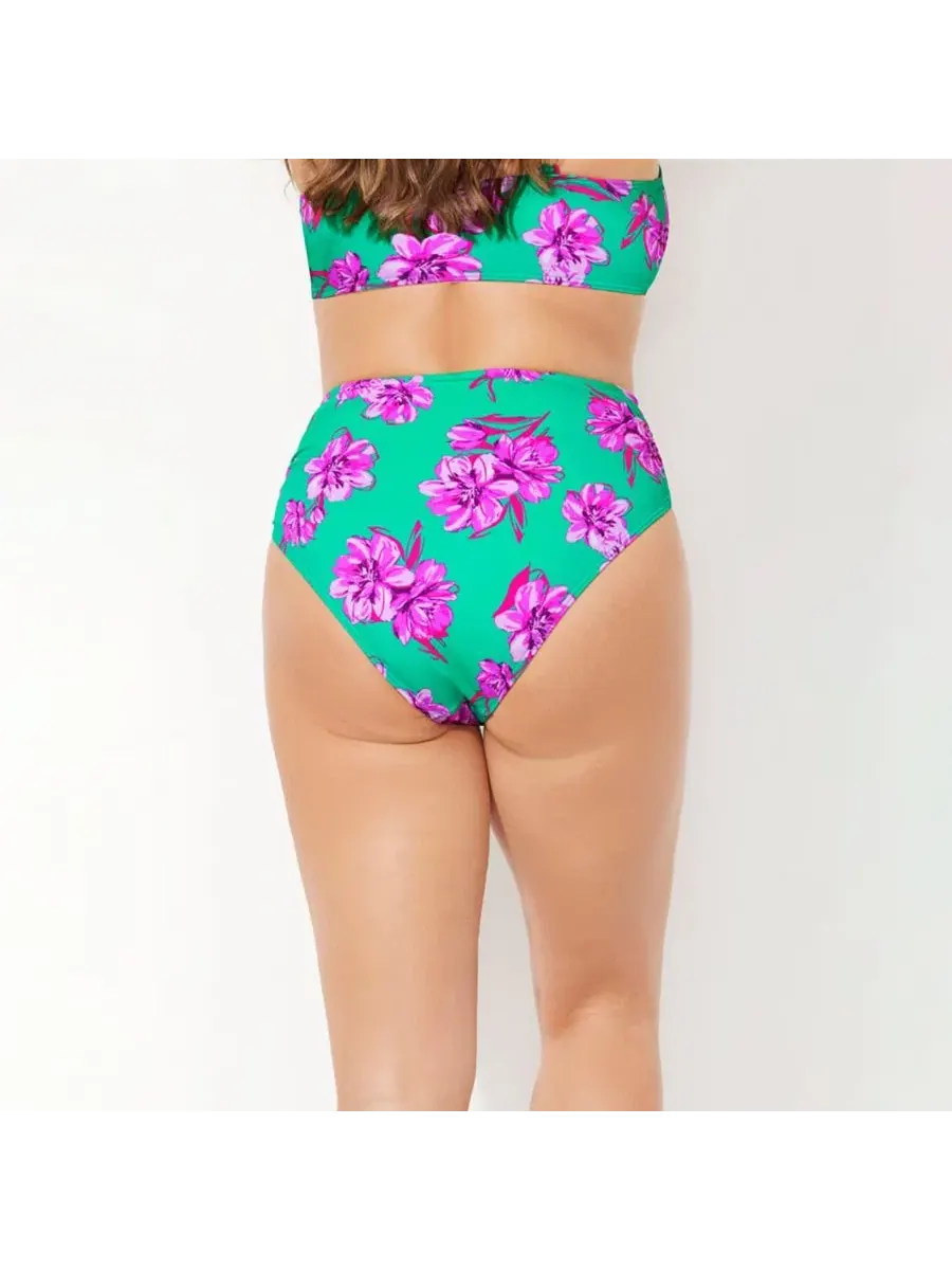Женские плавки с высокой талией и боковыми сборками Swimsuits for All, Bali Floral — изображение 2 из 3