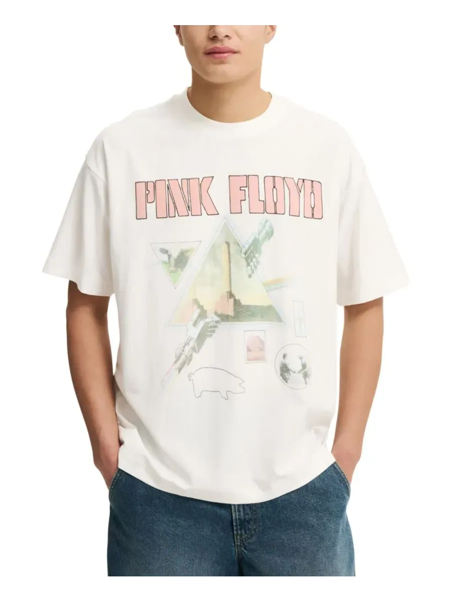 Футболка с принтом Music Crewneck COTTON ON — изображение 1 из 4, винтажный белый/розовый