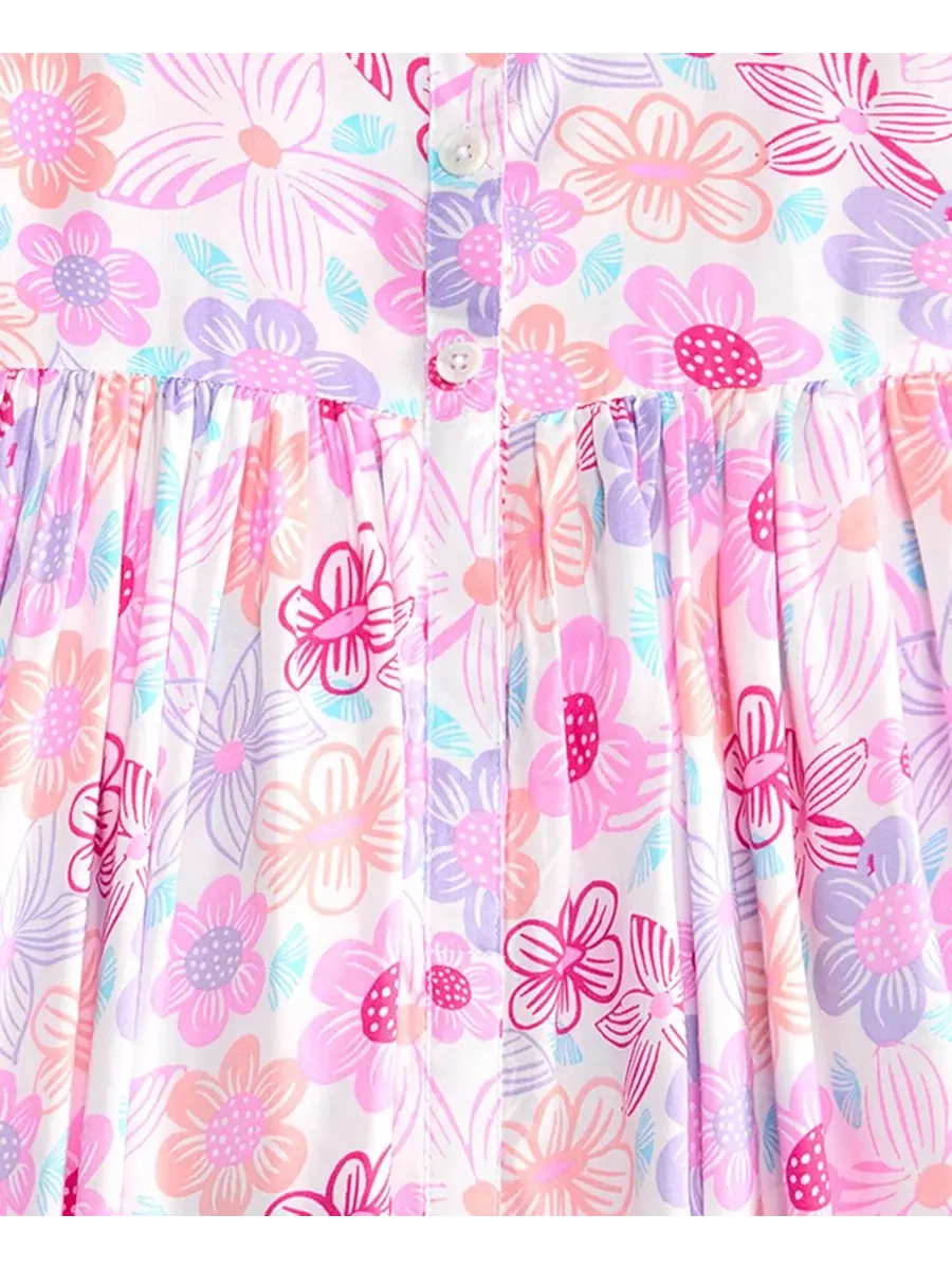 Платье-кнопка с принтом Tropical Floral Epic Threads — изображение 3 из 3, яркий белый