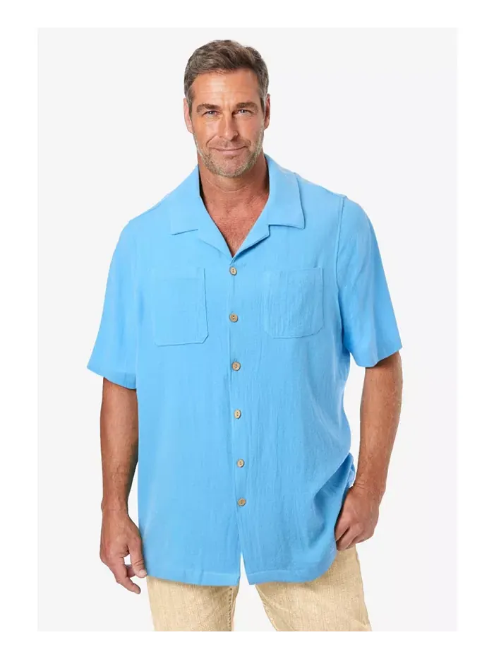 Мужская рубашка из марли Camp Shirt KingSize — изображение 1 из 2, синий