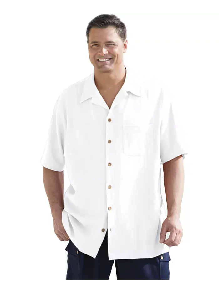 Мужская рубашка из марли Camp Shirt KingSize — изображение 2 из 2, белый