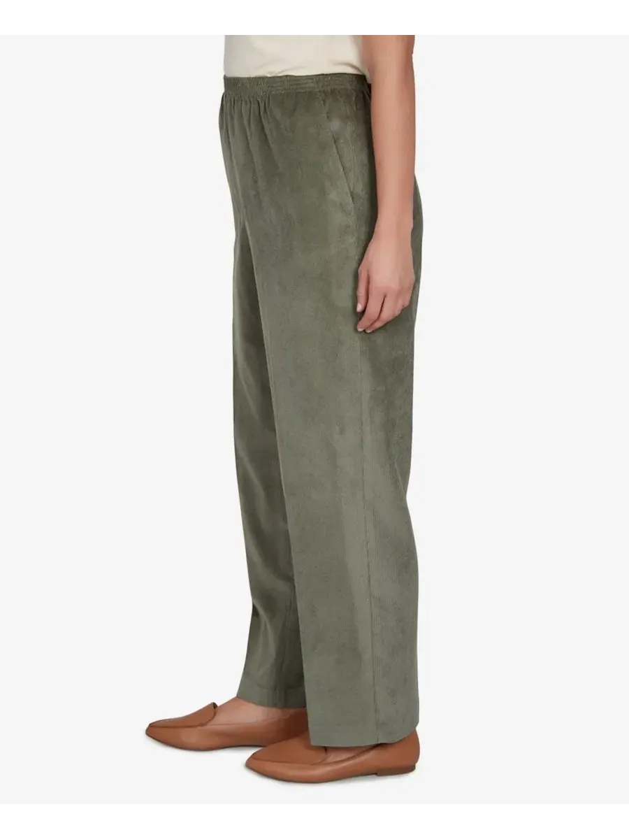 Брюки прямого кроя из вельвета с эластичным поясом, Petite Corduroy Elastic Waistband Short-Length — изображение 3 из 5