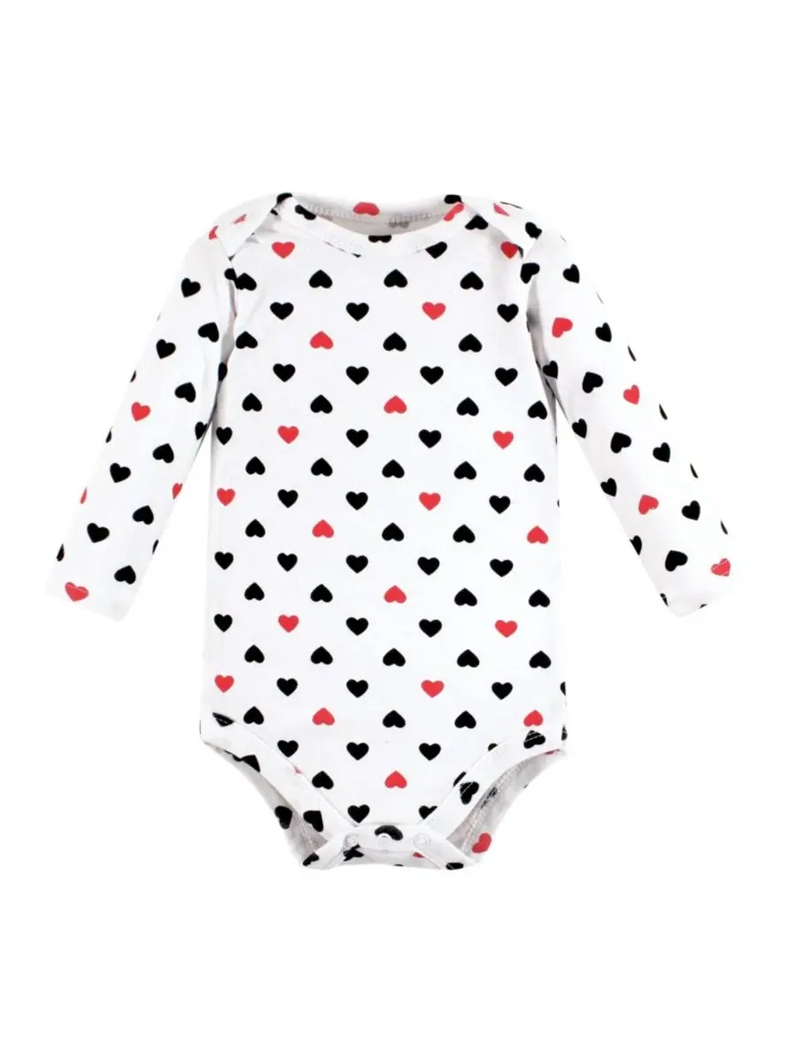 Комплект из 5 хлопковых боди с длинными рукавами для девочек Hudson Baby — изображение 4 из 7, красный черный