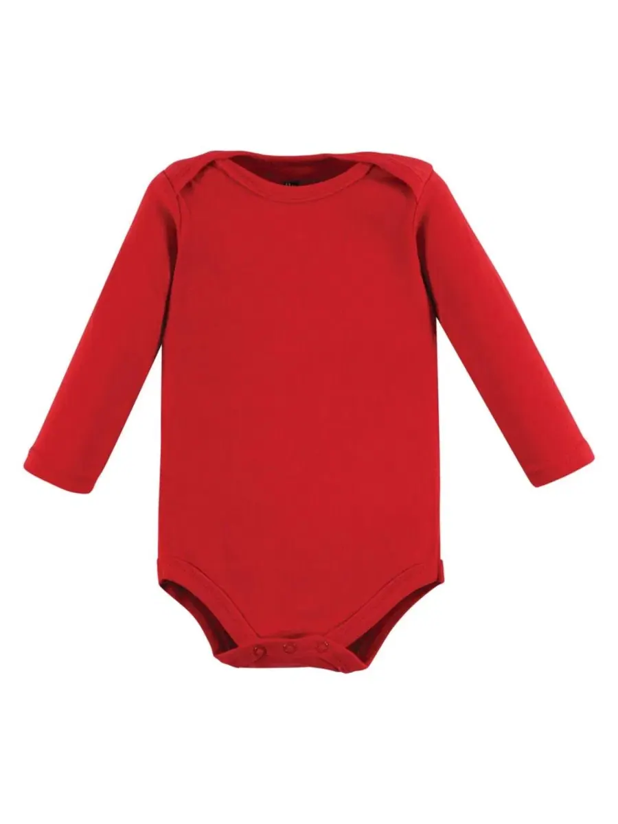 Комплект из 5 хлопковых боди с длинными рукавами для девочек Hudson Baby — изображение 6 из 7, красный черный