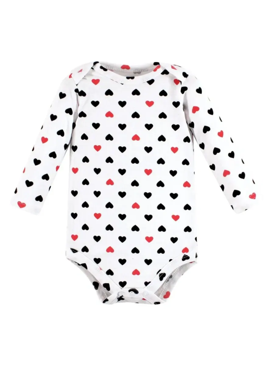 Комплект из 5 хлопковых боди с длинными рукавами для девочек Hudson Baby — изображение 4 из 7, красный черный