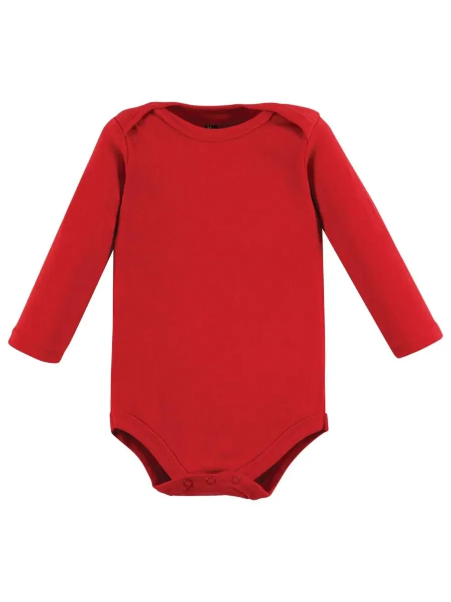 Комплект из 5 хлопковых боди с длинными рукавами для девочек Hudson Baby — изображение 6 из 7, красный черный