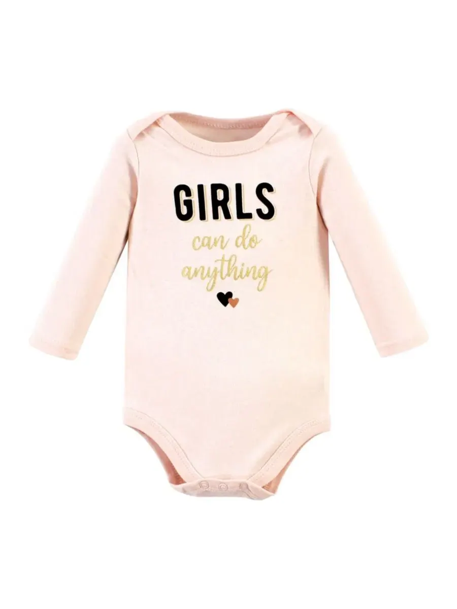 Комплект из 5 хлопковых боди с длинными рукавами для девочек Hudson Baby — изображение 3 из 7, коричневый