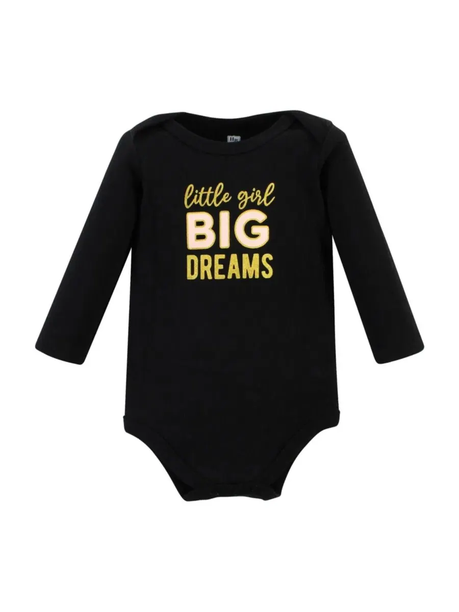 Комплект из 5 хлопковых боди с длинными рукавами для девочек Hudson Baby — изображение 4 из 7, коричневый