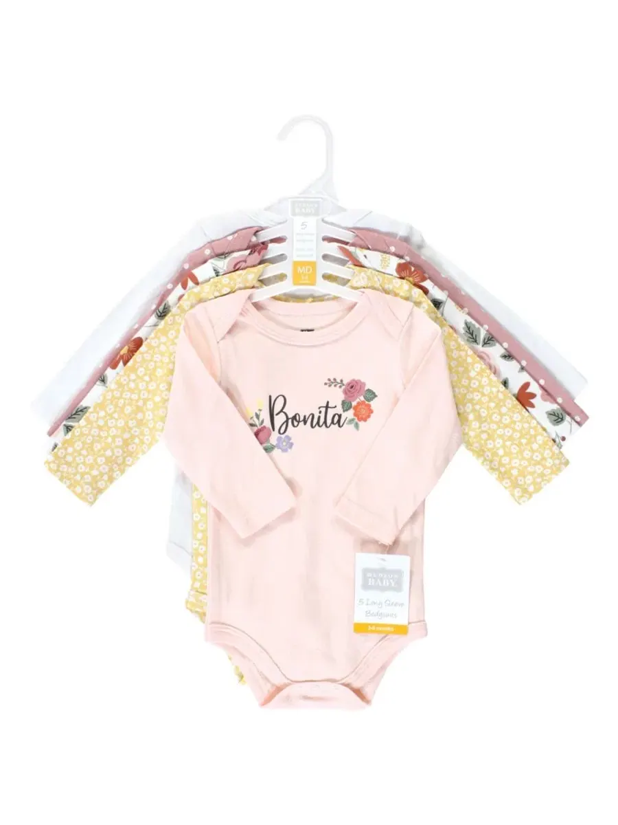 Комплект из 5 хлопковых боди с длинными рукавами для девочек Hudson Baby — изображение 2 из 7